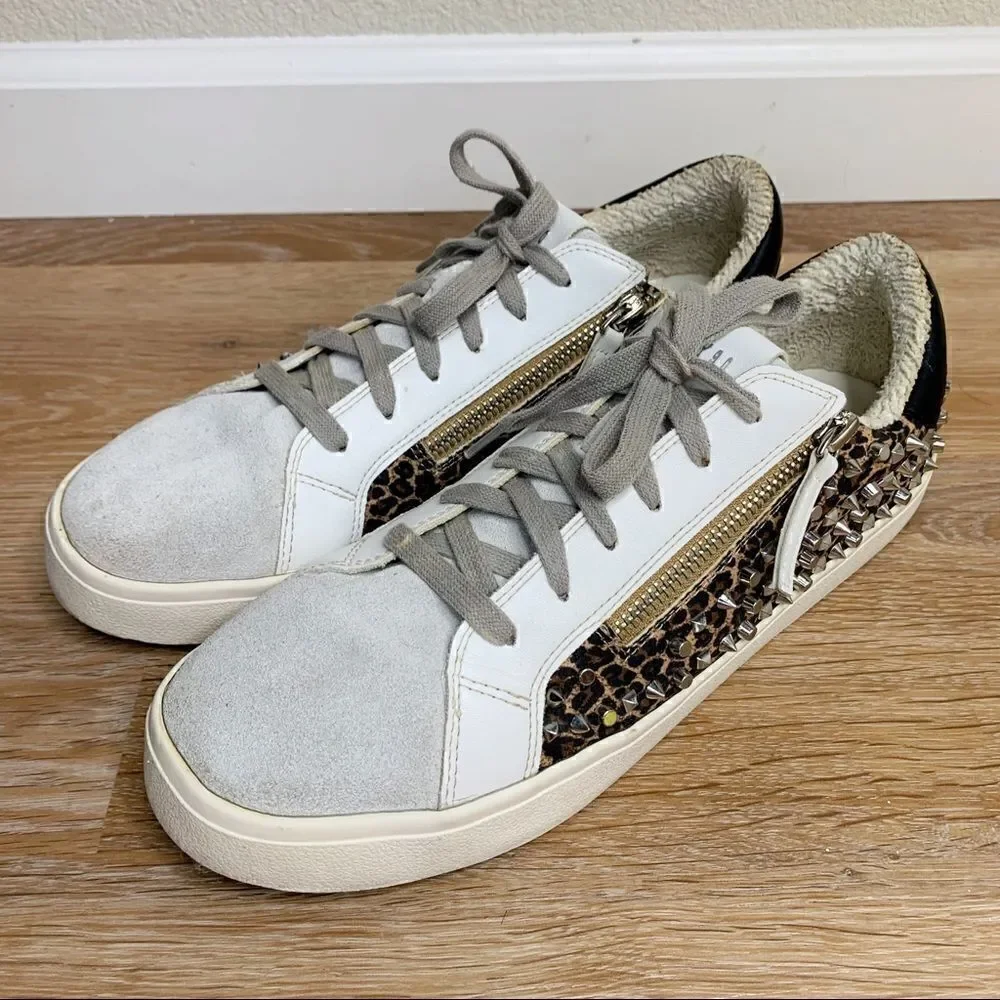 Steve Madden Women’s Size 11 Parka Studded Zippered Leopard Sneakers, Size 11